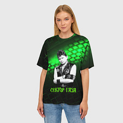 Футболка оверсайз женская Сектор газа зеленый текстурный фон, цвет: 3D-принт — фото 2