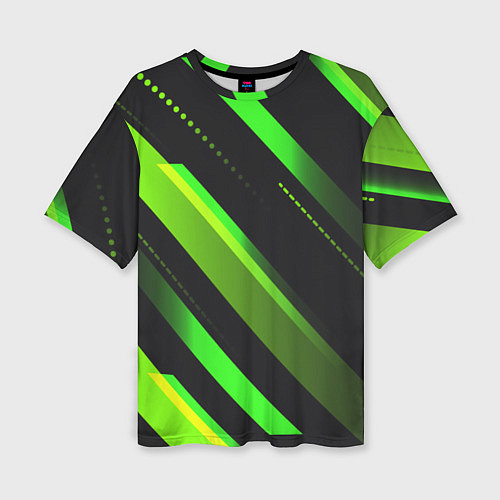 Женская футболка оверсайз Color black green / 3D-принт – фото 1