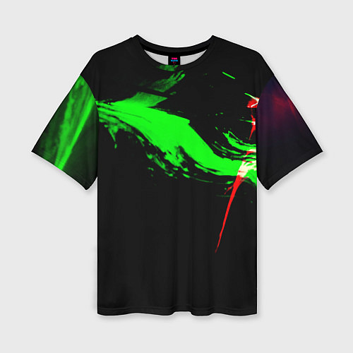 Женская футболка оверсайз Color black green red / 3D-принт – фото 1