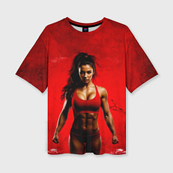 Женская футболка оверсайз Фитоняшка в красном