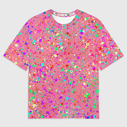 Футболка оверсайз женская Розовый с разноцветными брызгами, цвет: 3D-принт