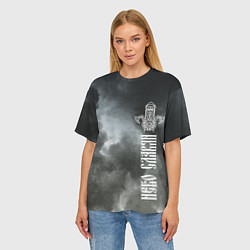 Футболка оверсайз женская Славянский Перун - небо славян, цвет: 3D-принт — фото 2