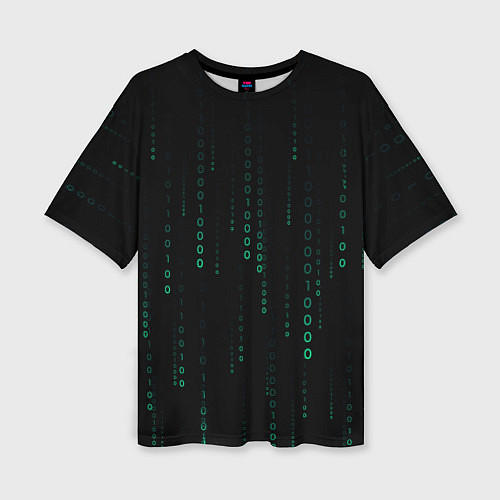 Женская футболка оверсайз Color black turquoise / 3D-принт – фото 1
