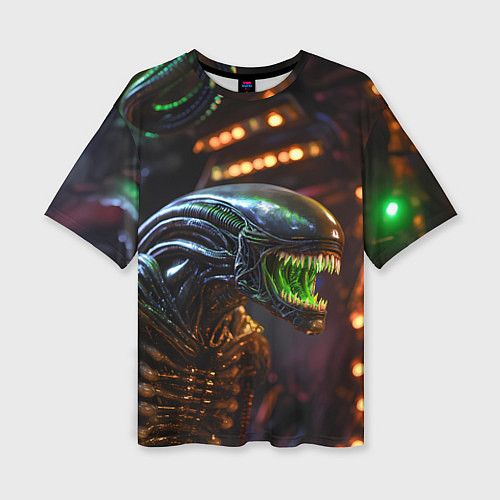 Женская футболка оверсайз Злой Чужой / 3D-принт – фото 1