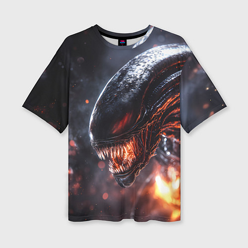 Женская футболка оверсайз Голова Чужого из космоса / 3D-принт – фото 1