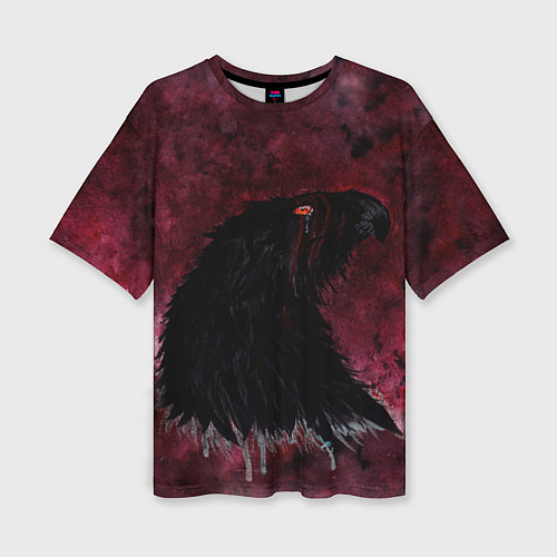 Женская футболка оверсайз Орёл с шрамом на фоне кровавого неба / 3D-принт – фото 1