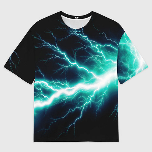 Женская футболка оверсайз Lightning blue / 3D-принт – фото 1