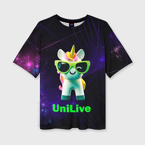 Женская футболка оверсайз Единорог Unilive / 3D-принт – фото 1