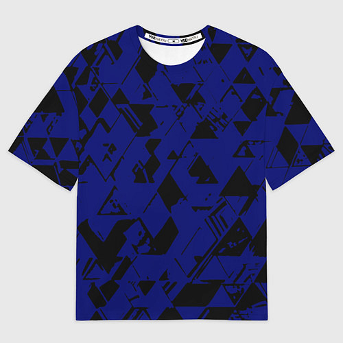 Женская футболка оверсайз Синий с чёрными деталями абстракция / 3D-принт – фото 1