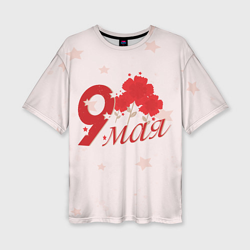 Женская футболка оверсайз 9 мая со звездами / 3D-принт – фото 1