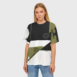 Футболка оверсайз женская Merсedes Benz логотип, цвет: 3D-принт — фото 2