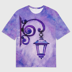 Футболка оверсайз женская Уличный фиолетовый фонарь, цвет: 3D-принт