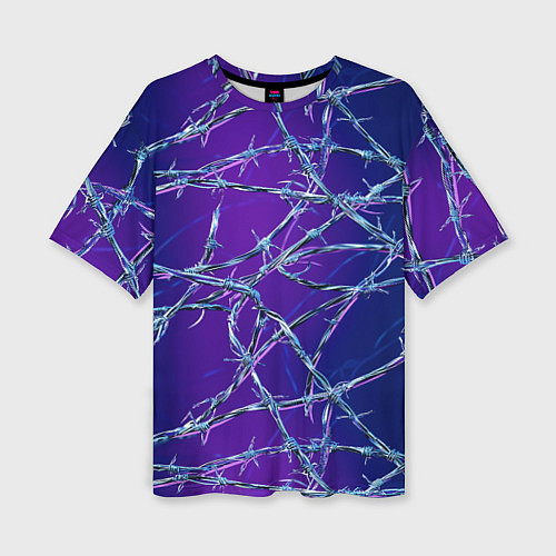 Женская футболка оверсайз Проволока на сине-фиолетовом фоне - абстрактная те / 3D-принт – фото 1