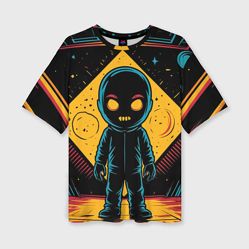 Женская футболка оверсайз Недовольный инопланетянин / 3D-принт – фото 1