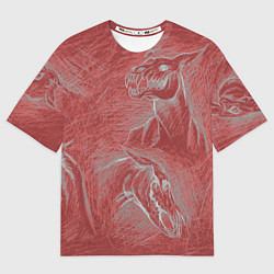 Женская футболка оверсайз Черепа лошадей - эскиз