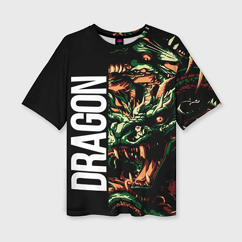 Женская футболка оверсайз Татуировка дракона ирезуми / 3D-принт – фото 1