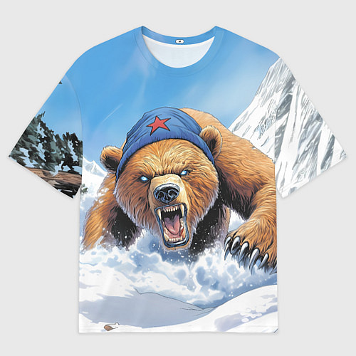 Женская футболка оверсайз Злой русский медведь / 3D-принт – фото 1