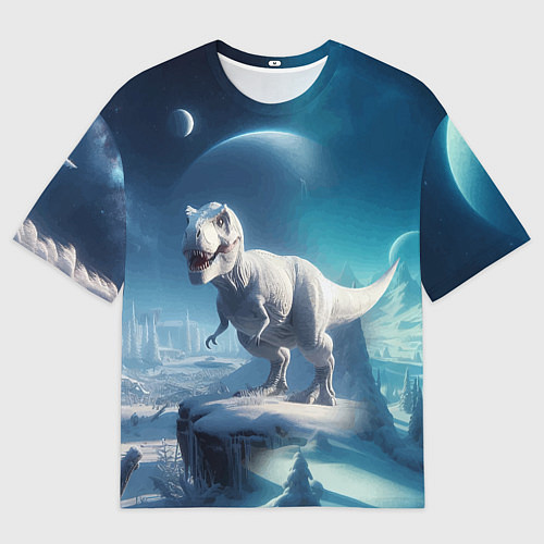 Женская футболка оверсайз Снежный динозавр - история вымирания / 3D-принт – фото 1