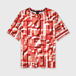 Футболка оверсайз женская Красно-белый объёмный эффект, цвет: 3D-принт