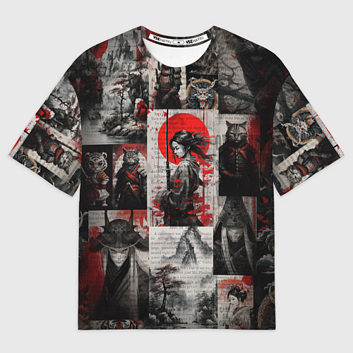 Женская футболка оверсайз Japanese samurai art / 3D-принт – фото 1