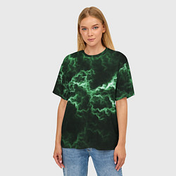 Футболка оверсайз женская Lightning green line, цвет: 3D-принт — фото 2
