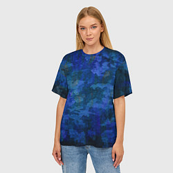 Футболка оверсайз женская Абстракция - blue uniform camouflage, цвет: 3D-принт — фото 2