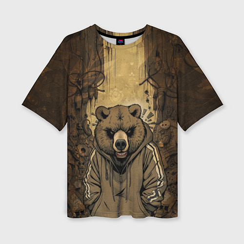 Женская футболка оверсайз Спортивный мишка / 3D-принт – фото 1