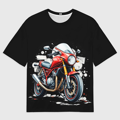 Женская футболка оверсайз Red Moto / 3D-принт – фото 1