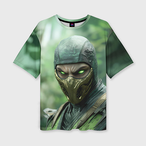 Женская футболка оверсайз Рептилия в классической маске / 3D-принт – фото 1