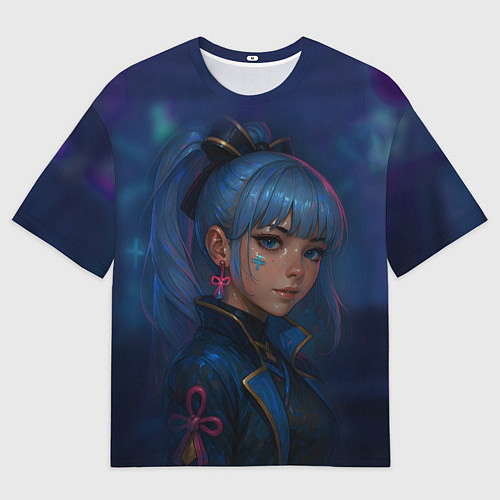 Женская футболка оверсайз Камисато Аяка киберпанк / 3D-принт – фото 1