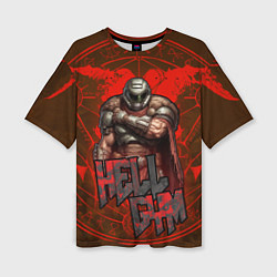 Женская футболка оверсайз Doom dark ages gym