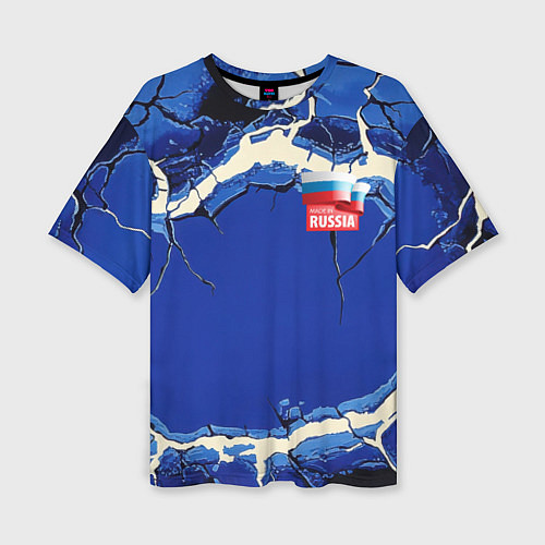 Женская футболка оверсайз Russia blue abstract / 3D-принт – фото 1