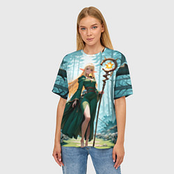 Футболка оверсайз женская Эльфийская ведьма в лесу среди черепов, цвет: 3D-принт — фото 2