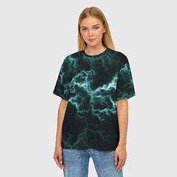 Футболка оверсайз женская Lightning light blue line, цвет: 3D-принт — фото 2