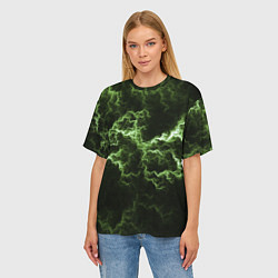Футболка оверсайз женская Lightning green glow, цвет: 3D-принт — фото 2