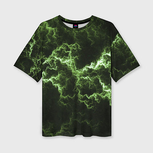 Женская футболка оверсайз Lightning green glow / 3D-принт – фото 1