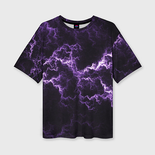 Женская футболка оверсайз Lightning purple flicker / 3D-принт – фото 1