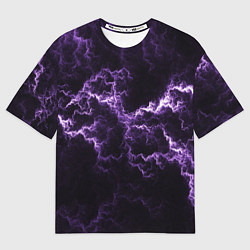 Женская футболка оверсайз Lightning purple flicker