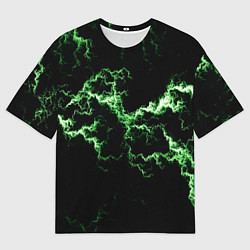 Женская футболка оверсайз Lightning green glow