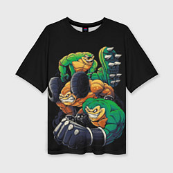 Женская футболка оверсайз Battletoads trio