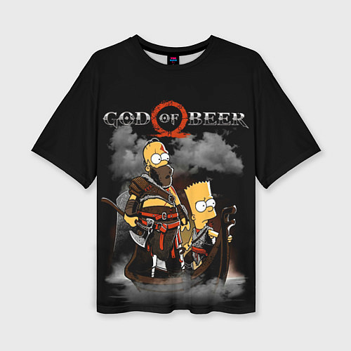 Женская футболка оверсайз God of beer / 3D-принт – фото 1