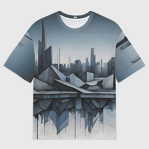 Женская футболка оверсайз Небоскребы и скалы / 3D-принт – фото 1