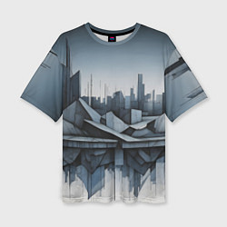 Женская футболка оверсайз Небоскребы и скалы