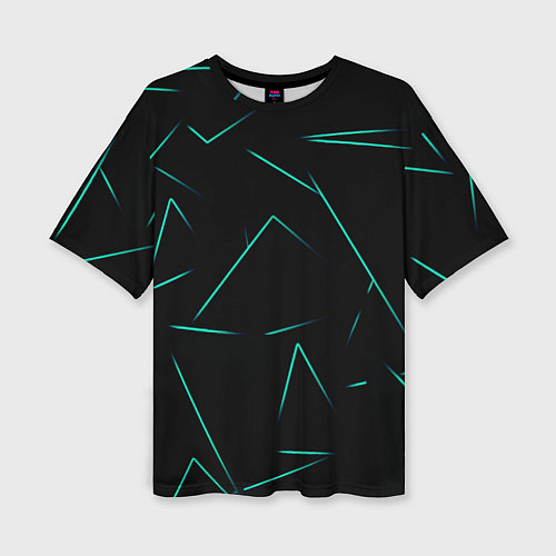 Женская футболка оверсайз Color turquoise line / 3D-принт – фото 1