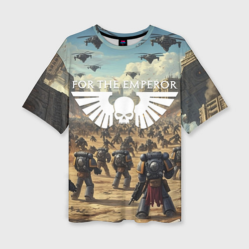 Женская футболка оверсайз Warhammer 40k поле боя / 3D-принт – фото 1