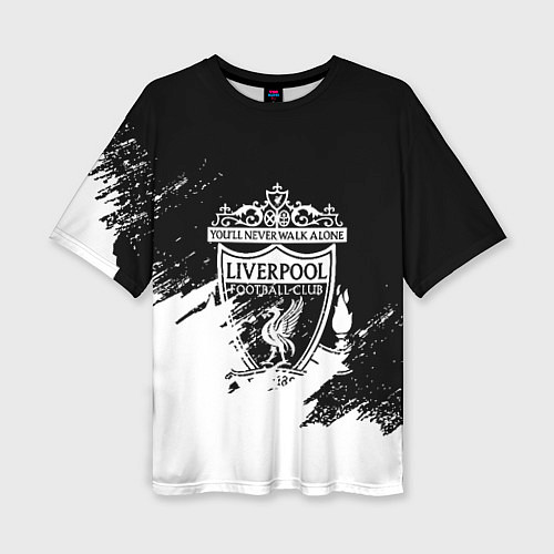 Женская футболка оверсайз Liverpool краски белые / 3D-принт – фото 1