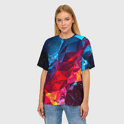 Футболка оверсайз женская Красные и синие минералы, цвет: 3D-принт — фото 2