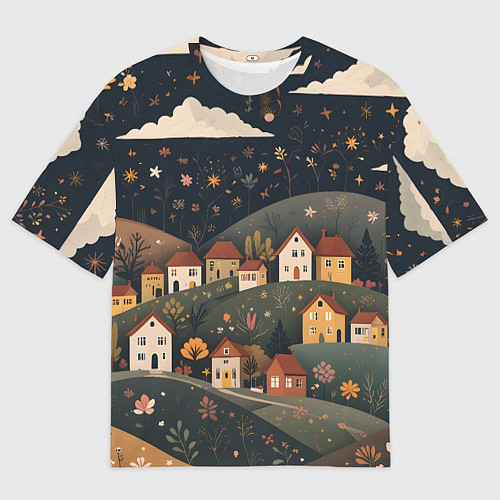 Женская футболка оверсайз Сказочный городок / 3D-принт – фото 1