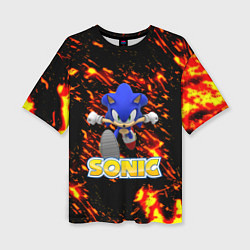 Женская футболка оверсайз Sonic огенная текстура