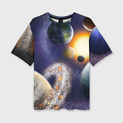 Футболка оверсайз женская Парад планет, цвет: 3D-принт